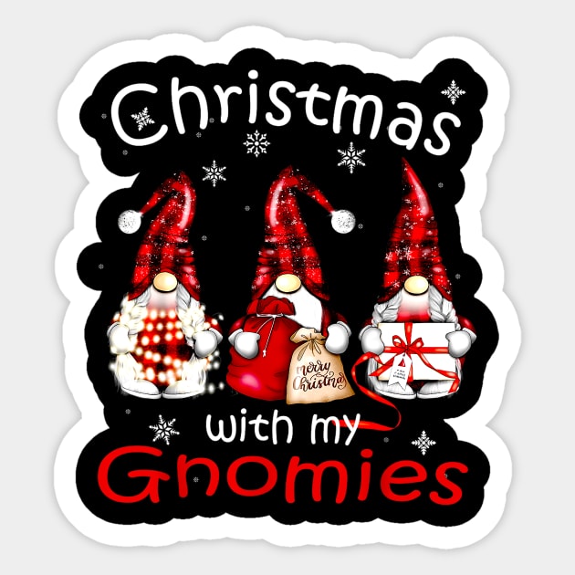 Gnome Family Christmas Buffalo Plaid Christmas With My Gnomies Sticker by Benko Clarence